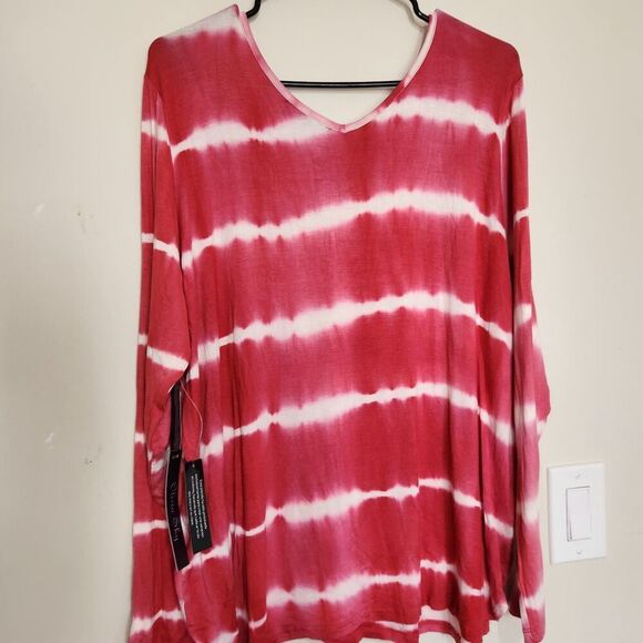 Olivia Sky Longsleeve Top For Women size 1X Tie-dye Pink Feels Soft - Picture 3 of 11